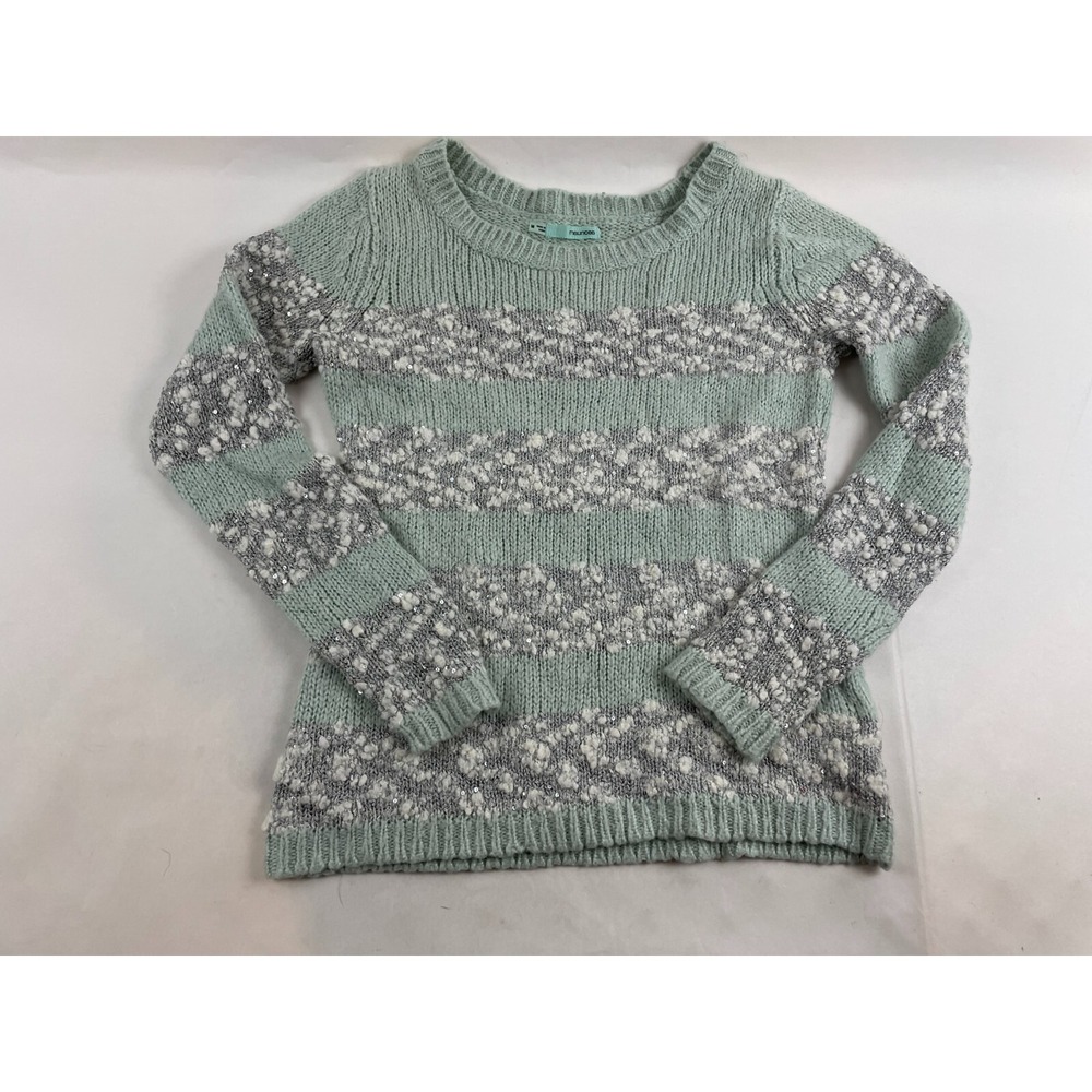 Maurices Sweater, Women's Size Medium, Green, Silver, Sequin, Metallic, Pullover